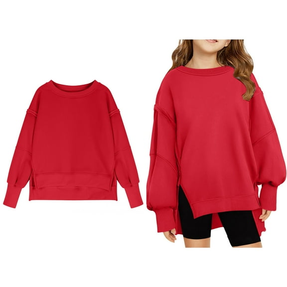 Sweatshirt Boy Long Sleeve Red Sweatshirt Kids Crewneck Pullover Tops Warm Fall Winter Clothes Size 5-6 Years Girls Clothes Boys Girls Fashion