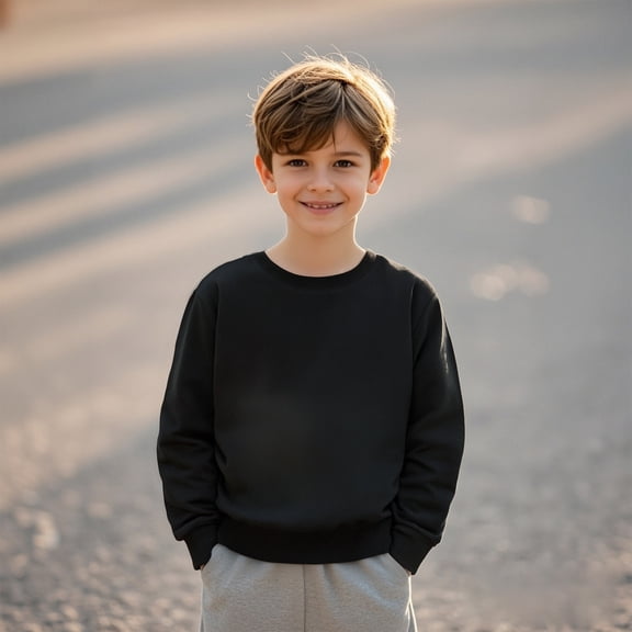 Sweatshirt Boys Long Sleeve Black Sweatshirts Crew Neck Cute Pullover Relaxed Fit Tops Fall Clothes 3-4 Years Boys Clothes Boys Girls Fashion