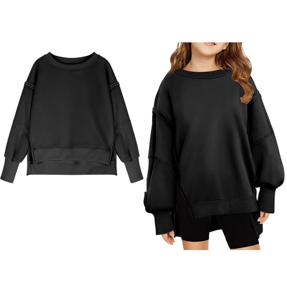 Sweatshirt for Boys Long Sleeve Black Sweatshirts Pullover Crewneck Blouse Shirt Tops Warm Fall Winter Clothes Boys Clothes 13-14 Years Boys Girls Fashion