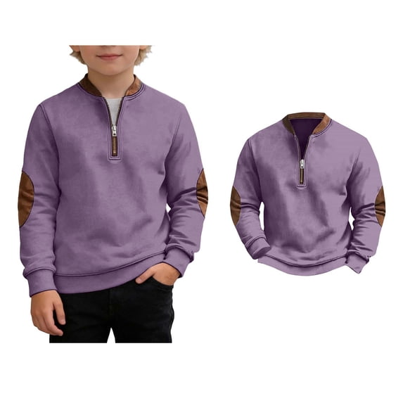 Sweatshirt Boys Long Sleeve Color Block Boys Half Zip Sweatshirt Loose Fit Pullover Top Boys Size 8-9 Years Sweatshirt