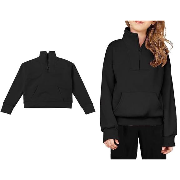 Sweatshirt Boys Long Sleeve Girls Black Sweatshirt Crew Neck Cute Pullover Relaxed Fit Tops Fall Clothes 5-6 Years Old Boy Clothes Boys Girls Fashion