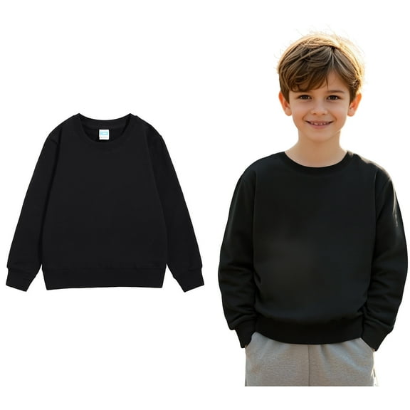 Sweatshirt for Boys Long Sleeve Girls Black Sweatshirt Crewneck Loose Fit Pullover Tops Warm Fall Winter Clothes Girls Clothes Size 4-5 Years Boys Girls Fashion