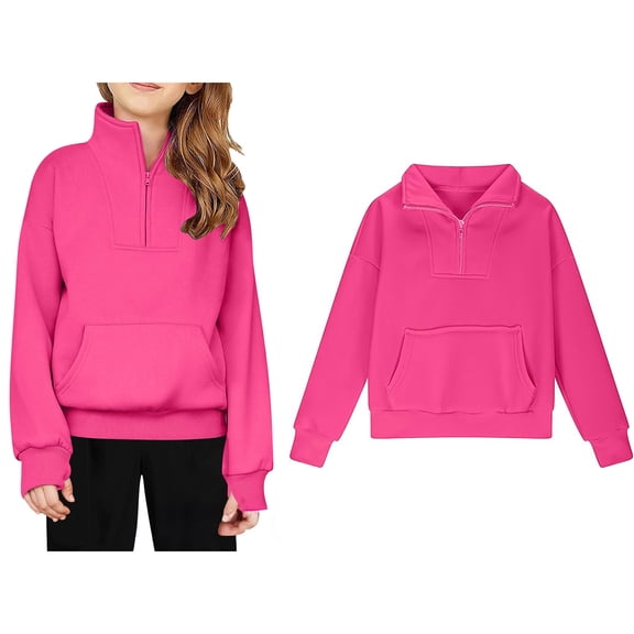 Sweatshirt for Boys Long Sleeve Hot Pink Sweatshirt Kids Crewneck Loose Fit Pullover Tops Warm Fall Winter Clothes Girls Clothes 5-6 Years Boys Girls Fashion