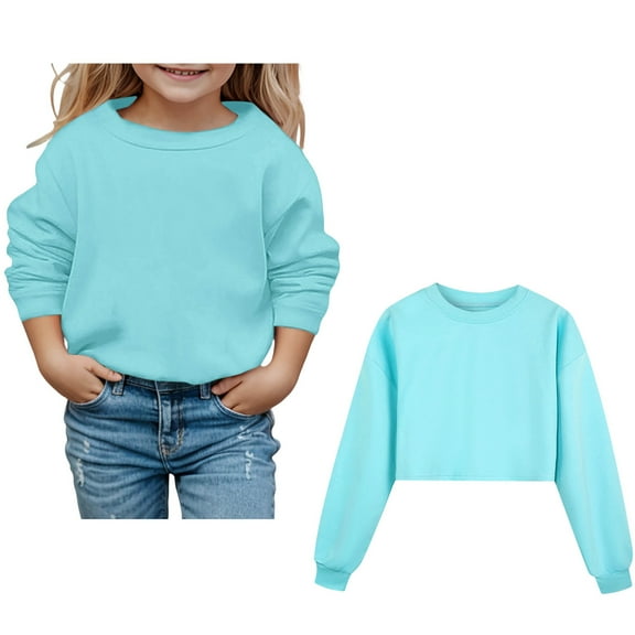 Sweatshirt Boys Long Sleeve Kids Blue Sweatshirt Crewneck Loose Fit Pullover Tops Fall Clothes 7-8 Years Girl Clothes Boys Girls Fashion