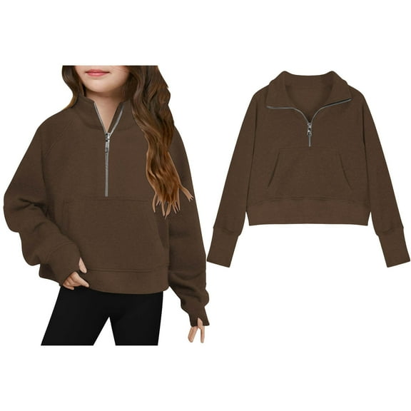 Sweatshirt for Boys Long Sleeve Zipper Coffee Sweatshirts Crewneck Sweatshirts Pullover Tops Warm Fall Winter Clothes r Clothes for Girls 140 Boys Girls Fashion