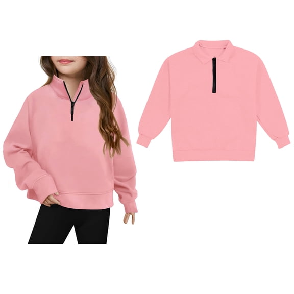 Sweatshirt Boys Long Sleeve Zipper Pink Sweatshirts Crewneck Pullover Tops Fall Winter Clothes Size 5-6 Years Girls Clothes Boys Girls Fashion