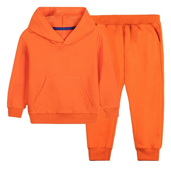 Sweatshirt for Children Solid Color Block Casual Fashion Long Sleeved Top And Long Foot Binding Sweatpants Two-piece Hooded Set For Kids Fall Outfits Fashion Clothes