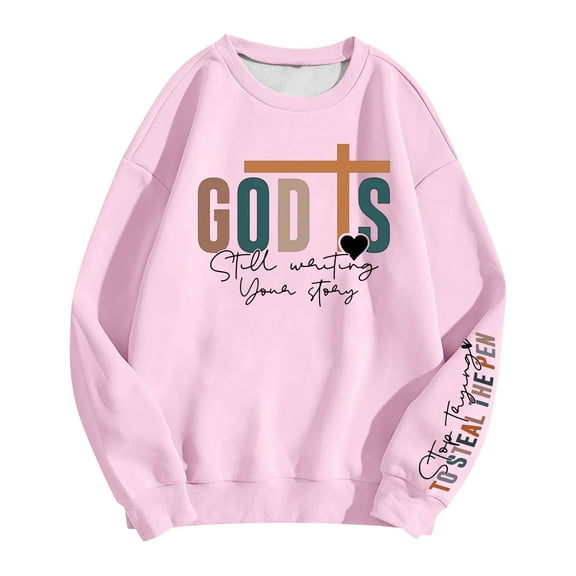 Sweatshirt Christian Shirts for Women Oversized Jesus Religious Pullover Bible Verse Inspirational Tops Fall