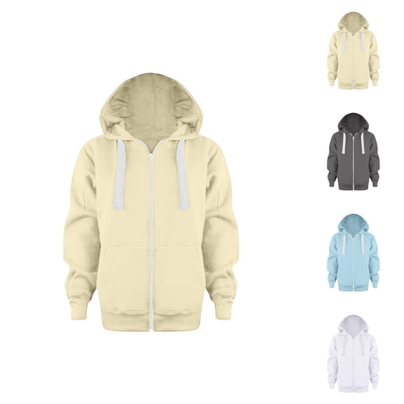 Sweatshirt Color Solid Zip Jackets Long Hoodie Top Sleeve Up Girls Kids Boys Coat&jacket Boys Fashion Boys Zip Up Hoodie