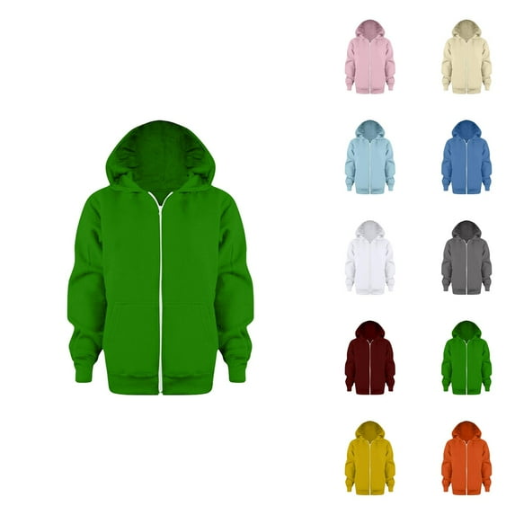 Sweatshirt Color Solid Zip Jackets Long Hoodie Top Sleeve Up Girls Kids Boys Coat&jacket Boys' Fashion Hoodies For Boys