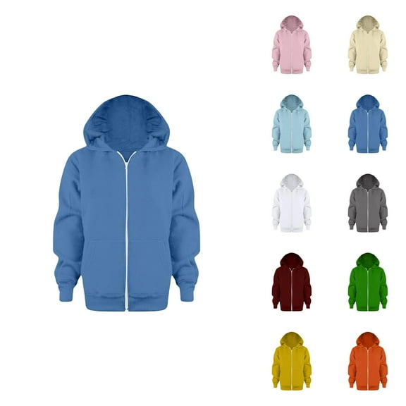 Sweatshirt Color Solid Zip Jackets Long Hoodie Top Sleeve Up Girls Kids Boys Coat&jacket Zip Up Hoodie Boys Zip Up Hoodie