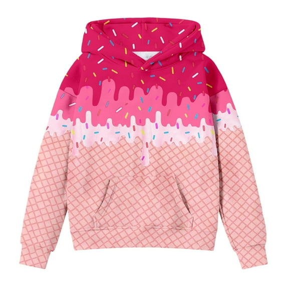 Sweatshirt Cropped Jumper for Girls Cute Printed Long Sleeves Hoodies with Pocket Casual Crew Neck Fall Winter Pullover Tops Clothes Comfy Jumper School Warm Girl Sweatshirts