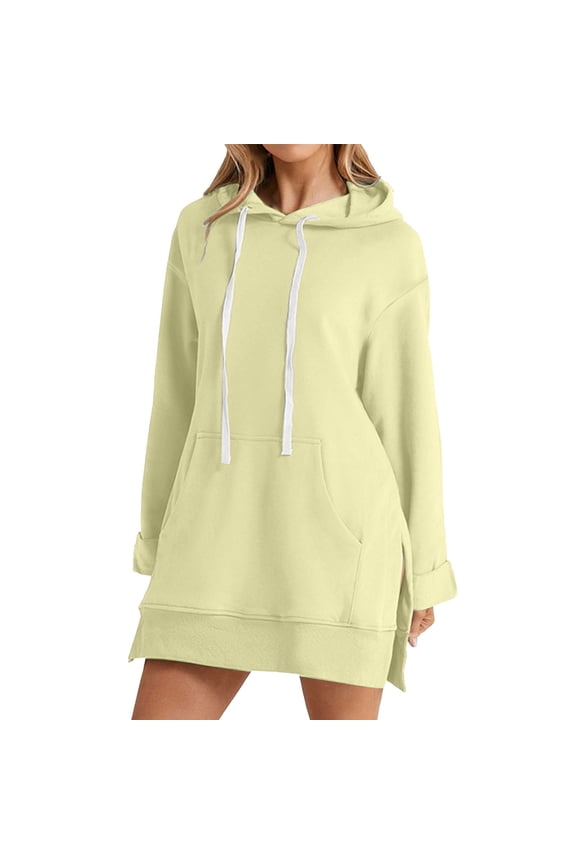 Sweatshirt Dress, Yigetop Fashion Casual Women's Warm Sweatshirt Long Sleeve O Neck Soft Solid Shirt Ladies Winter Sweatshirts Tops Cozy Sweatshirts for Women Beige, 5XL