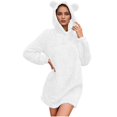 thumbnail image 1 of Sweatshirt Dress for Women Fuzzy Fleece Pullover Hoodie Casual Solid Soft Warm Winter Long Sleeve Pajamas Sleepwear, 1 of 9