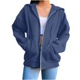thumbnail image 1 of Sweatshirt For Women Casual Long Sleeve Zipper Pockets Navy Winter Hoodies 2025 Fall Fashion Outfits Clothes ( L ), 1 of 7