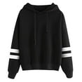 thumbnail image 1 of Sweatshirt For Women Fashion Trends Striped Print Shirt Long Sleeve Casual Baggy Hoodie Drawstring Sweatshirt Blouse Black XL, 1 of 4