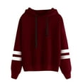 thumbnail image 1 of Sweatshirt For Women Fashion Trends Striped Print Shirt Long Sleeve Casual Baggy Hoodie Drawstring Sweatshirt Blouse Red L, 1 of 4
