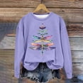 thumbnail image 1 of Sweatshirt For Women Fashion Trendy Printed Baggy Loose Fitting Round Neck Long Sleeve Lightweight Sweatshirts Blouse Tops Purple XL, 1 of 4