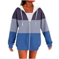 thumbnail image 1 of Sweatshirt For Women Print Zip Up Hoodies Long Sleeve Casual Drawstring Loose Tops Comfortable With Two Side Pockets (S, Blue A), 1 of 4