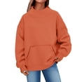 thumbnail image 1 of Sweatshirt For Women Solid Sleeve Oversized Sweatshirt Mock Neck Sweatshirts Casual Fall Fashion Outfits, 1 of 9