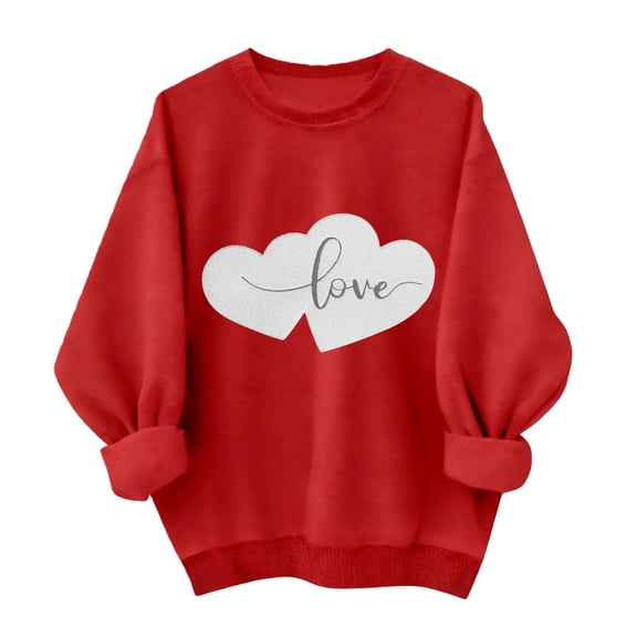 Sweatshirt For Women Valentine's Sweatshirts Fashion Casual Comfy Pullover Tops Heart Graphic Sleeved Ladies Valentines Shirts Hoodies For Women