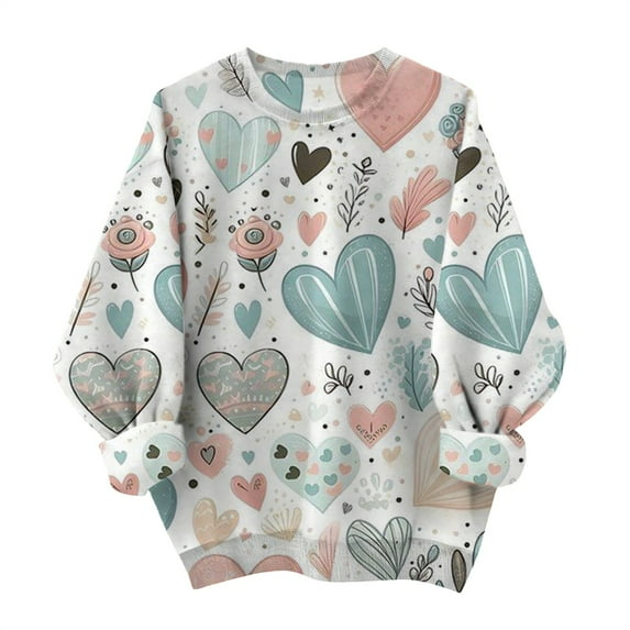 Sweatshirt For Women Valentines Shirts Love Heart Graphic Long Sleeve Funny Sweater Pullover Tops Festival Red Sweatshirt Hoodies For Women