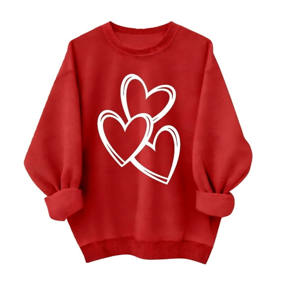 Sweatshirt For Women Valentines Shirts Love Heart Graphic Long Sleeve Funny Sweater Pullover Tops Festival Red Sweatshirt Hoodies For Women