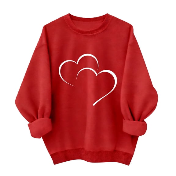Sweatshirt For Women Valentines Shirts Love Heart Graphic Long Sleeve Funny Sweater Pullover Tops Festival Red Sweatshirt Hoodies For Women