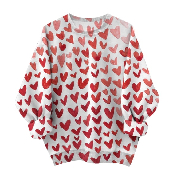 Sweatshirt For Women Valentines Shirts Love Heart Graphic Long Sleeve Funny Sweater Pullover Tops Festival Red Sweatshirt Hoodies For Women