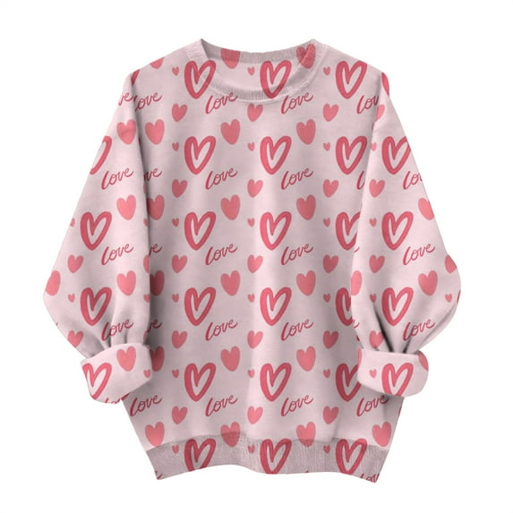 Sweatshirt For Women Valentines Shirts Love Heart Graphic Long Sleeve Funny Sweater Pullover Tops Festival Red Sweatshirt Hoodies For Women