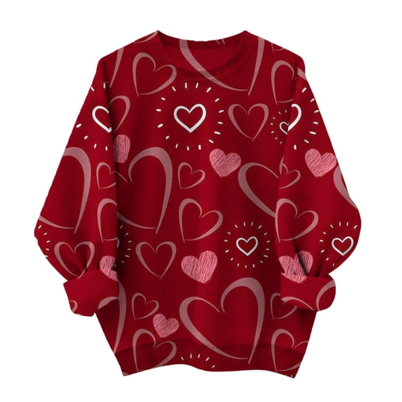 Sweatshirt For Women Valentines Shirts Love Heart Graphic Long Sleeve Funny Sweater Pullover Tops Festival Red Sweatshirt Hoodies For Women