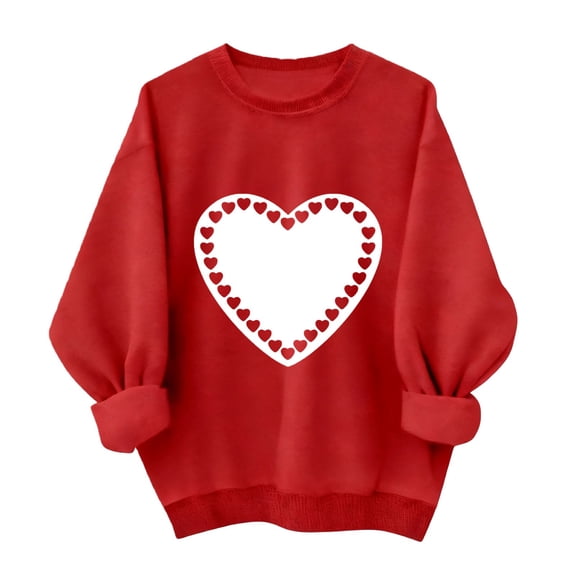 Sweatshirt For Women Valentines Shirts Love Heart Graphic Long Sleeve Funny Sweater Pullover Tops Festival Red Sweatshirt Hoodies For Women