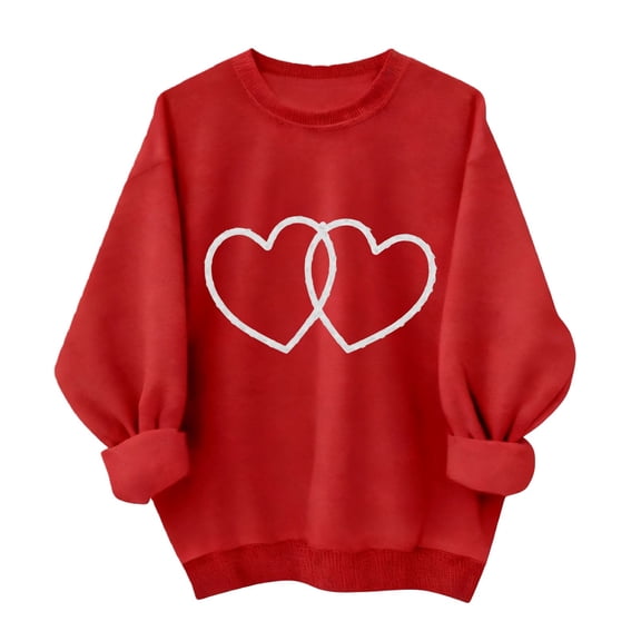 Sweatshirt For Women Valentines Shirts Love Heart Graphic Long Sleeve Funny Sweater Pullover Tops Festival Red Sweatshirt Hoodies For Women
