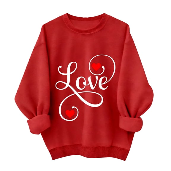 Sweatshirt For Women Valentines Shirts Love Heart Graphic Long Sleeve Funny Sweater Pullover Tops Festival Red Sweatshirt Hoodies For Women