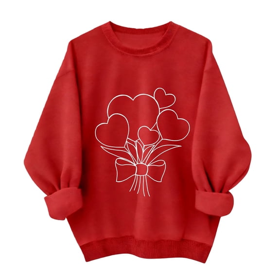 Sweatshirt For Women Valentines Shirts Love Heart Graphic Long Sleeve Funny Sweater Pullover Tops Festival Red Sweatshirt Hoodies For Women