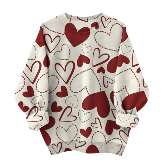 Sweatshirt For Women Valentines Shirts Love Heart Graphic Long Sleeve Funny Sweater Pullover Tops Festival Red Sweatshirt Hoodies For Women
