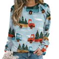 thumbnail image 1 of Sweatshirt For Womens Crewneck Christmas Train Cedar Tree Hoodies Teen Girls Cute, 1 of 7