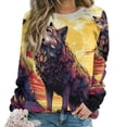 thumbnail image 1 of Sweatshirt For Womens Crewneck Colorful Lone Wolf Hoodies Teen Girls Cute, 1 of 7
