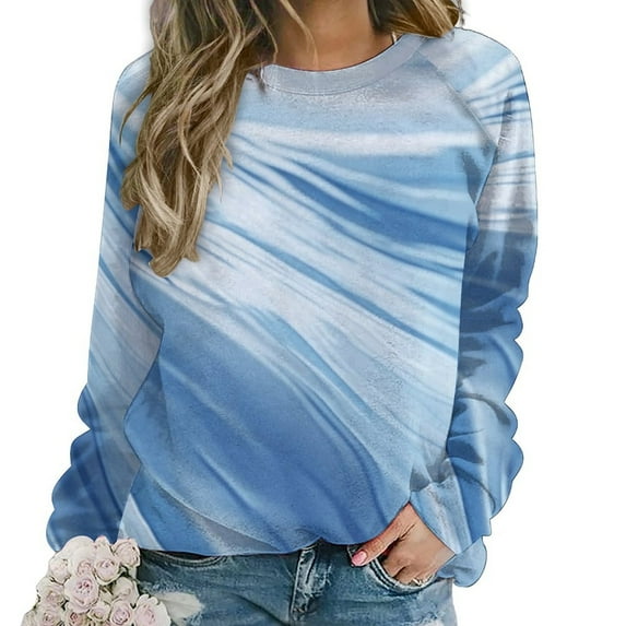 Sweatshirt For Womens Crewneck Colorful Marble Pattern Hoodies Teen Girls Cute