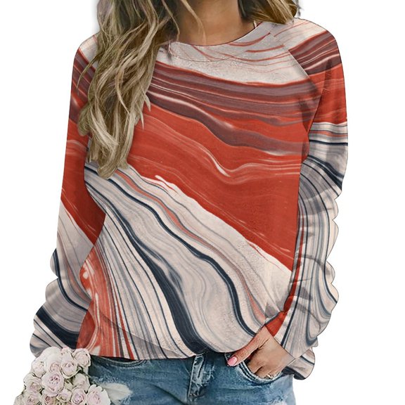 Sweatshirt For Womens Crewneck Colorful Marble Pattern Hoodies Teen Girls Cute