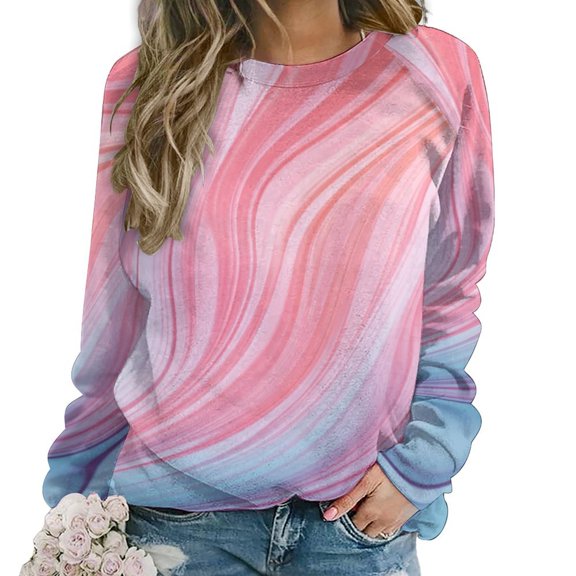 Sweatshirt For Womens Crewneck Colorful Marble Pattern Hoodies Teen Girls Cute