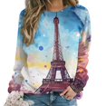 thumbnail image 1 of Sweatshirt For Womens Crewneck Eiffel Tower Hoodies Teen Girls Cute, 1 of 7