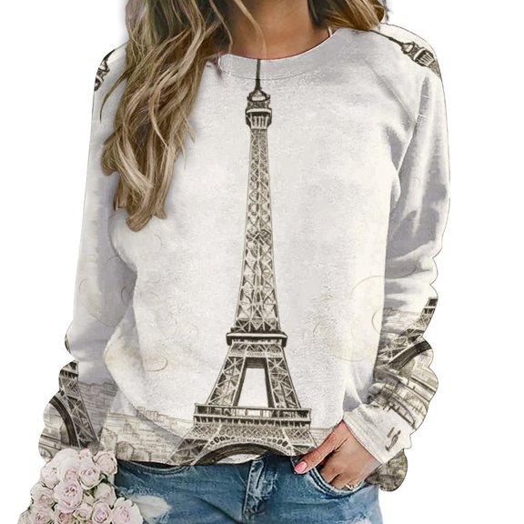 Sweatshirt For Womens Crewneck Eiffel Tower Hoodies Teen Girls Cute