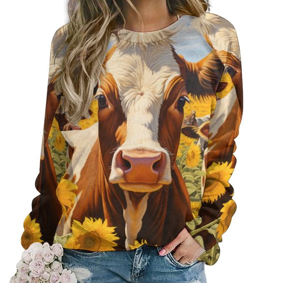 Sweatshirt For Womens Crewneck Farm Cows Hoodies Teen Girls Cute