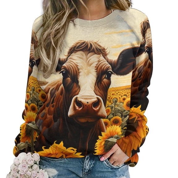 Sweatshirt For Womens Crewneck Farm Cows Hoodies Teen Girls Cute