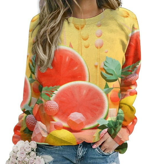 Sweatshirt For Womens Crewneck Fruit Hoodies Teen Girls Cute