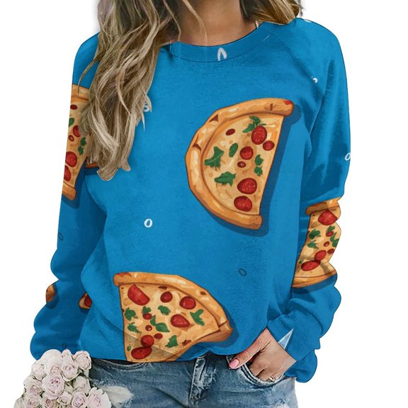 Sweatshirt For Womens Crewneck Fun Pizza Hoodies Teen Girls Cute
