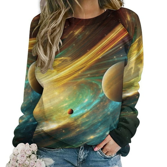 Sweatshirt For Womens Crewneck Galaxy Star Outer Space Hoodies Teen Girls Cute