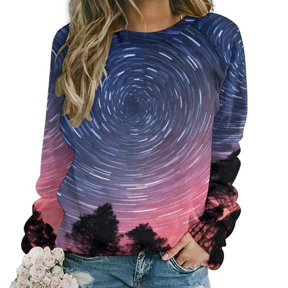 Sweatshirt For Womens Crewneck Galaxy Star Outer Space Hoodies Teen Girls Cute
