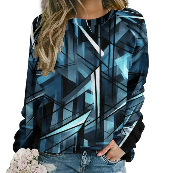 Sweatshirt For Womens Crewneck Geometric Lattice Hoodies Teen Girls Cute